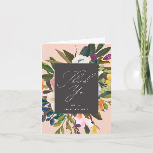 明るい柑橘の花 |ピーチ サンキューカード (正面)