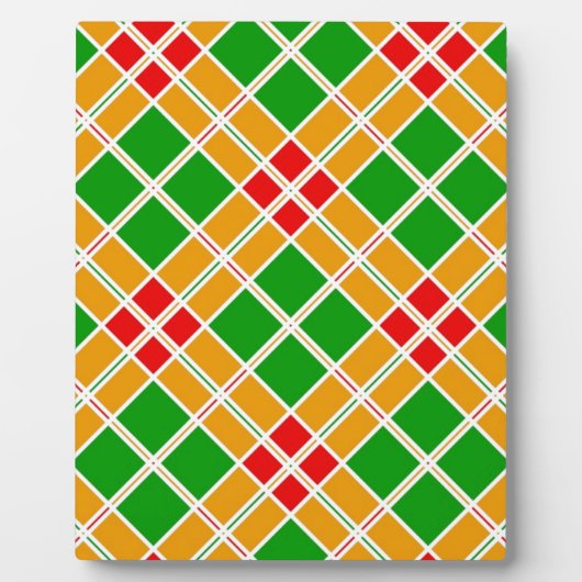 明るい格子模様アルギル緑の黄色のパターンアクセサリー フォトプラーク (正面)