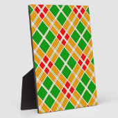 明るい格子模様アルギル緑の黄色のパターンアクセサリー フォトプラーク (側面)