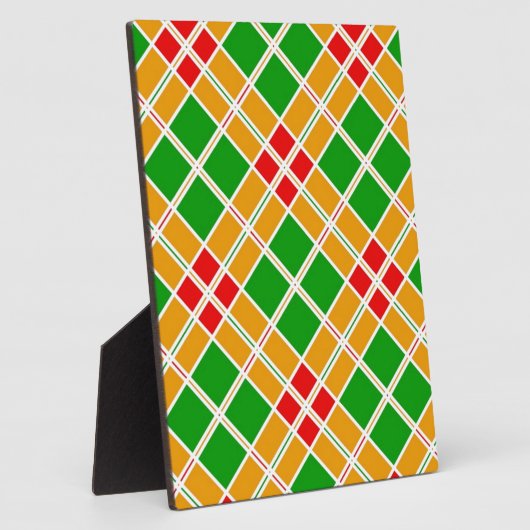 明るい格子模様アルギル緑の黄色のパターンアクセサリー フォトプラーク (側面)