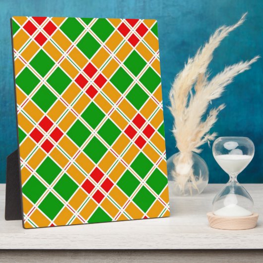 明るい格子模様アルギル緑の黄色のパターンアクセサリー フォトプラーク (側面)