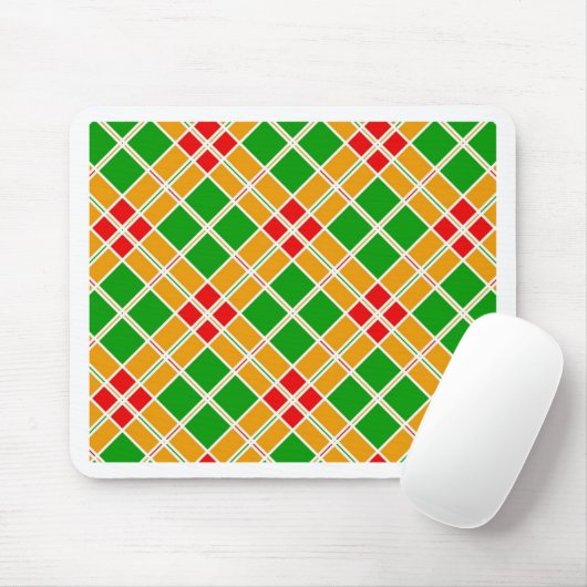 明るい格子模様アルギル緑の黄色のパターンアクセサリー マウスパッド (マウス)