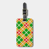 明るい格子模様アルギル緑の黄色のパターンアクセサリー ラゲッジタグ (正面縦)