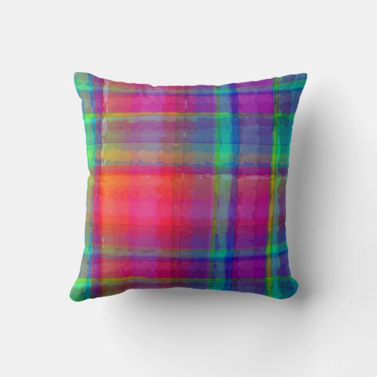 明るい格子縞 クッション (裏面)