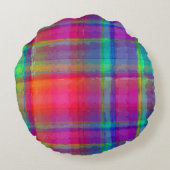 明るい格子縞 ラウンドクッション (裏面)