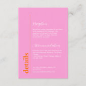 明るい桃とピンクのカラフル結婚の情報 エンクロージャーカード (正面)