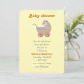 明るい桃の色のベビー車のベビーシャワー 招待状 (スタンド正面)