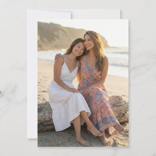 明るい桃の花の写真 招待状 (正面)