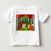 明るい森の可愛いハリネズミとキツネ ベビーTシャツ (裏面)
