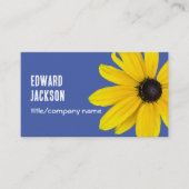 明るい樹色の日当たりの良い黄色い花の青い写真 名刺 (正面)