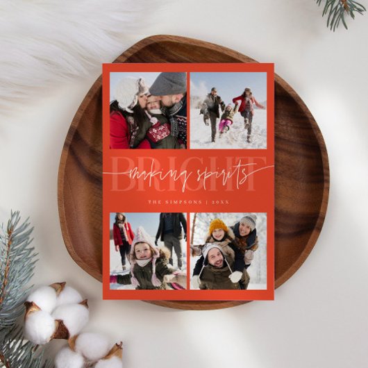 明るい気分に 赤いクリスマスの複数写真 シーズンカード