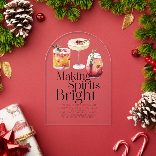明るい気分に Cocktail クリスマスパーティー アクリル招待状 (インサイチュ (クリスマス))