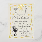 明るい気分 | ホリデーカクテルパーティー 箔招待状 (正面)