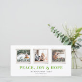 明るい気持ちのスナップショット 緑のホリデーカード (スタンド正面)