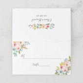 明るい水かわいらし色フローラ結婚の プレイスカード (外部開封)