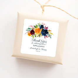 明るい水の色のフローラありがとう スクエアシール