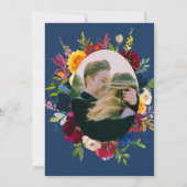 明るい水の色のフローラ写真の保存日付 招待状 (裏面)