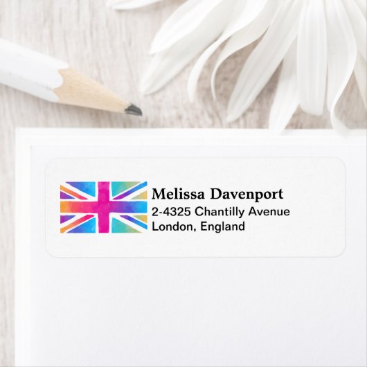 明るい水の色の愛国心のイギリス国旗 ラベル (インサイチュ)