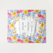 明るい水の色の花を歓迎結婚する タペストリー (正面(横))