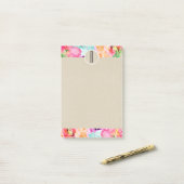 明るい水の色の花クラフトモノグラムイニシャル ポストイット (デスク上)