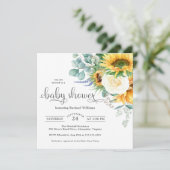 明るい水の色ひまわり赤ちゃんシャワー 招待状 (スタンド正面)