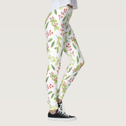 明るい水の色クリスマスのミスタントーパターン レギンス (右)