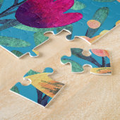 明るい水の色：フローラシームレスデザイン。 ジグソーパズル (側面)