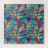 明るい水の色：フローラシームレスデザイン。 ジグソーパズル (横)