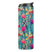 明るい水の色:フローラシームレスデザイン。 タンブラー (回転左)