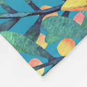 明るい水の色:フローラシームレスデザイン。 フリースブランケット (角)