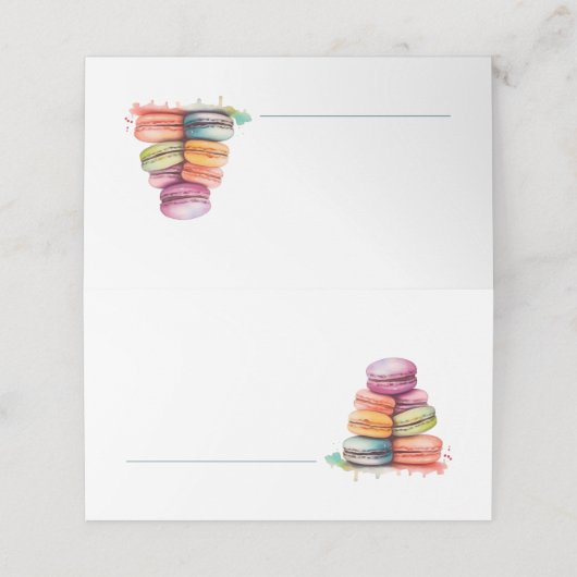 明るい水カラフルなマカロン名座席表 プレイスカード (外部開封)