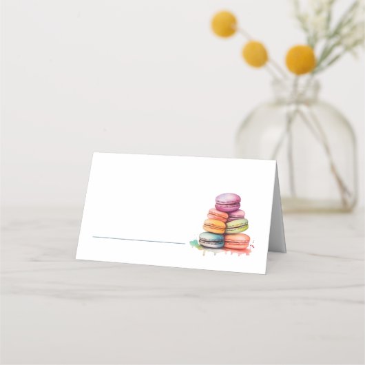 明るい水カラフルなマカロン名座席表 プレイスカード (裏面)