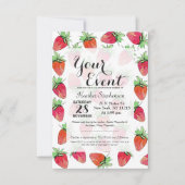 明るい水カラフル彩フルーティイチゴ 招待状 (正面)