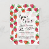 明るい水カラフル彩フルーティイチゴ 招待状 (正面/裏面)