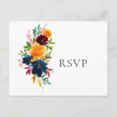 明るい水カラーフローラウェディングRSVP インビテーションポストカード (正面)