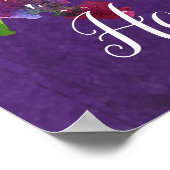 明るい水カラーフローラパープルシックパーティーバナー ポスター (角)