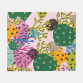 明るい水中イラストレーション模様と美しい フリースブランケット (正面(横))