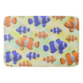 明るい水中海3d青オレンジ色のピエロ魚 バスマット (正面)