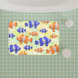 明るい水中海3d青オレンジ色のピエロ魚 バスマット