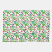 明るい水彩のサボテンと多汁の模様 キッチンタオル (横)