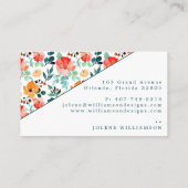 明るい水彩の夏の花ビジネスカード 名刺 (裏面)