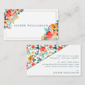 明るい水彩の夏の花ビジネスカード 名刺 (正面/裏面)