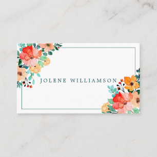 明るい水彩の夏の花ビジネスカード 名刺