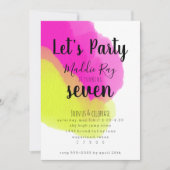 明るい水彩の誕生日パーティーへの招待 招待状 (正面)