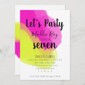 明るい水彩の誕生日パーティーへの招待 招待状 (正面/裏面)