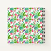 明るい水彩カラーサボテンとスクルメントパターン ノートブック (裏面)