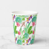 明るい水彩カラーサボテンとスクルメントパターン 紙コップ (右)