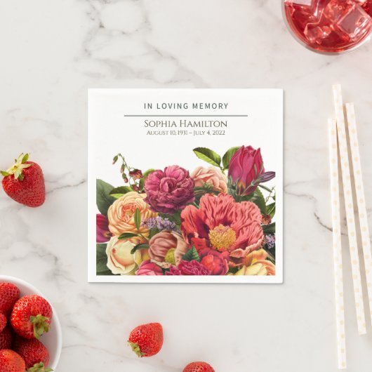 明るい水彩フローラ葬儀記念 スタンダードカクテルナプキン (インサイチュ)