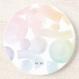 明るい水彩模様コースターとイニシャル コースター