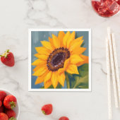 明るい水彩画のひまわりの花 スタンダードカクテルナプキン (インサイチュ)